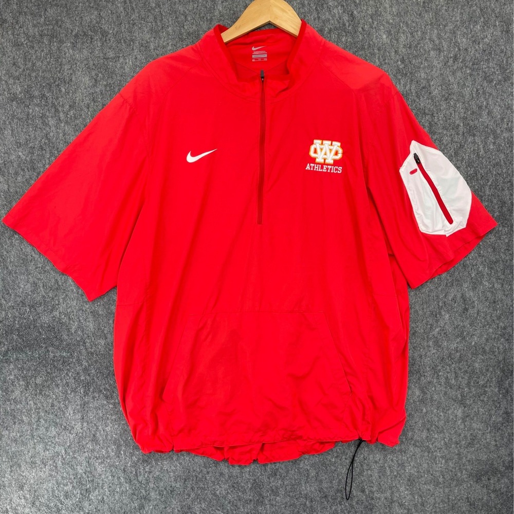 Nike Athletics Jacket Mens 2XL Red Short Sleeve 1/4 Zip Windbreaker